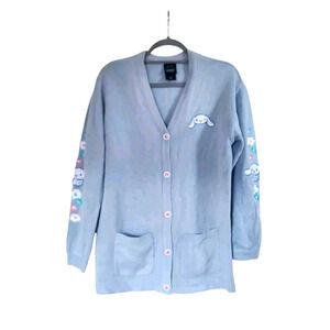 Sanrio Cinnamoroll Kawaii Patches Relaxed Light Blue Cardigan Women's Medium